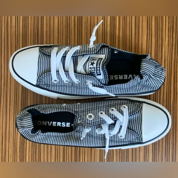Converse Black and White Striped Women's Shoes - Picture 2 of 3